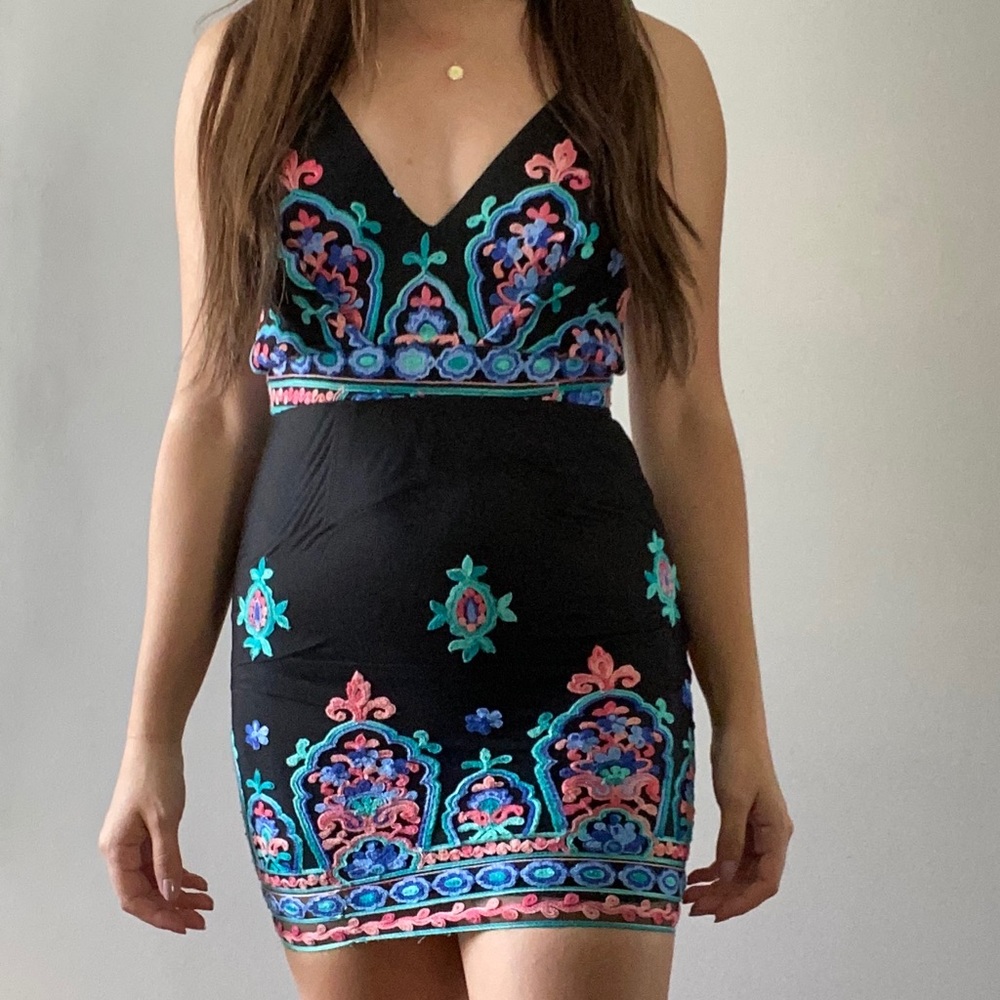 Princess Polly Black & Colorful Neon Dress